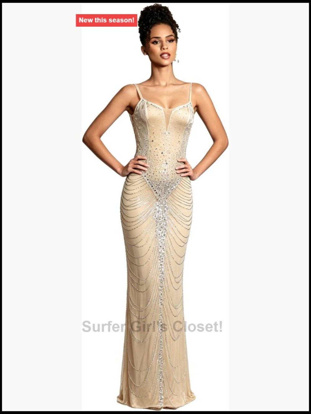 Women's Rhinestone Sequin Party Bodycon Mermaid Dress V-Neck Sleeveless